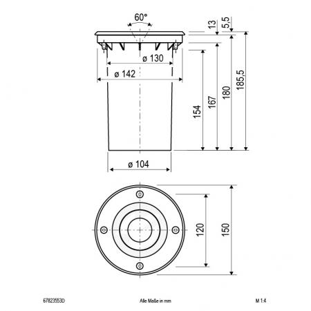 Dimmbarer LED Runder schwenkbarer Bodeneinbaustrahler parkplatztauglich überfahrbar IP67 5W 3000K 450lm EVN