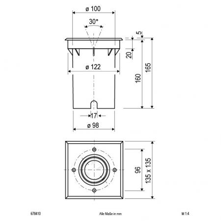 EVN Bodeneinbau Leuchte quad.ratisch schwenkbar IP67 GU10 125mm