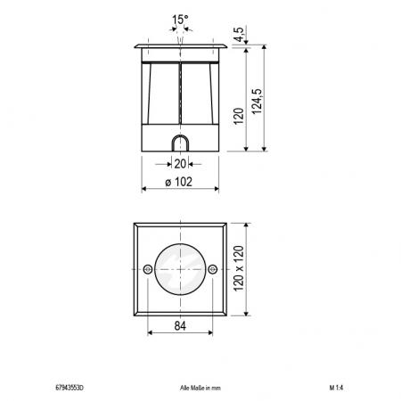 EVN LED Bodeneinbau Strahler quad. schwenkbar IP67 5W 3000K 450lm DIMM EinbauØ102