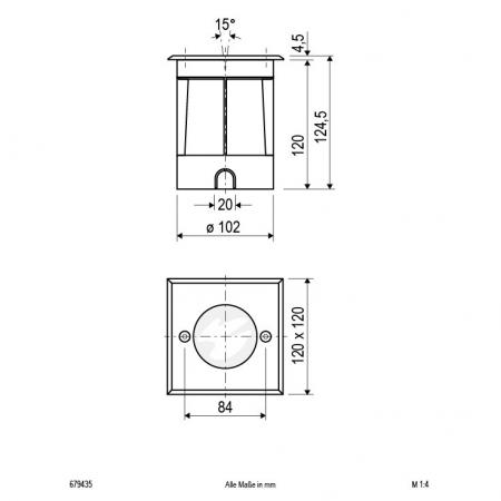 EVN Bodeneinbau Leuchte quadratisch schwenkbar IP67 GU10  EinbauØ102