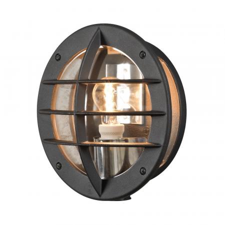 Design Gitterlampe Oden Wandleuchte Konstsmide 516-752 schwarz mit integrierter Steckdose