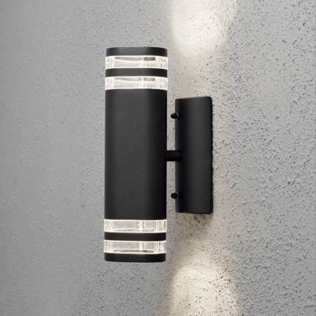 Konstsmide 7516-750 Modena Wandleuchte schwarz lackiertes Aluminium, klares Acrylglas, Reflektor