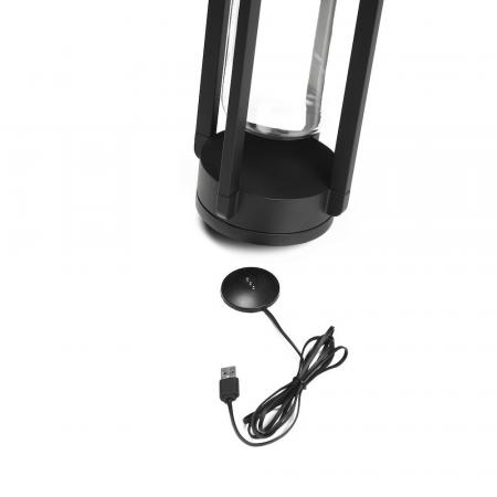 Mobile USB Tischlaterne OTRANTO in schwarz In&Out aus Aluminium IP54 von Konstsmide