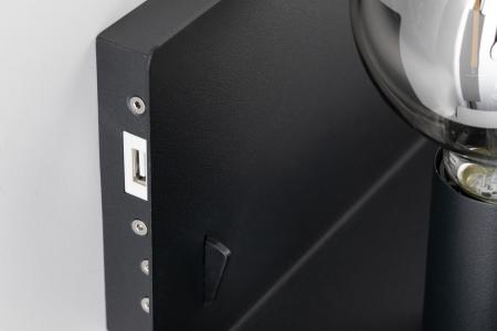 Wand- & Leseleuchte Devara mit Ablage und USB-Anschluß in schwarz Paulmann 78920 - Nachttischlampe