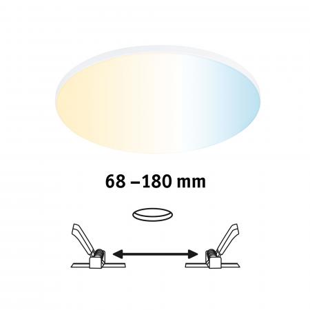 Paulmann 79957 VariFit LED Einbaupanel Smart Home Zigbee Veluna Edge schlicht Spritzwasser geschützt rund 200mm Tunable White Weiß dimmbar