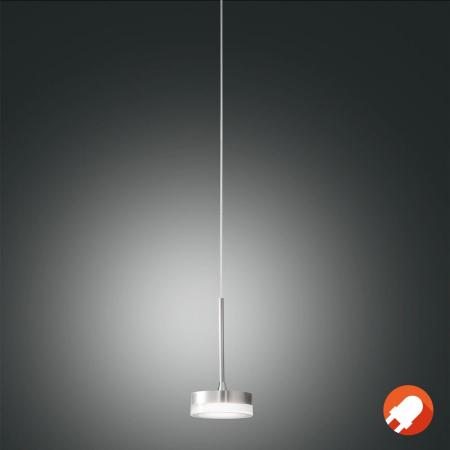 Dunk LED Pendelleuchte gebürstetes Aluminium satinierter Schirm Fabas Luce