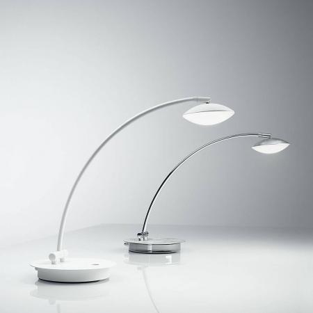 Italienische LED Tischleuchte HALE aus gebürstetem Aluminium mit beweglichem Leuchtkopf & Touchdimmer