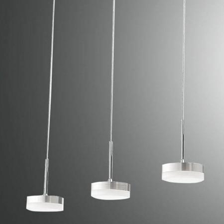 Dunk 3-flammige dimmbare LED Pendelleuchte Aluminium gebuerstet Fabas Luce