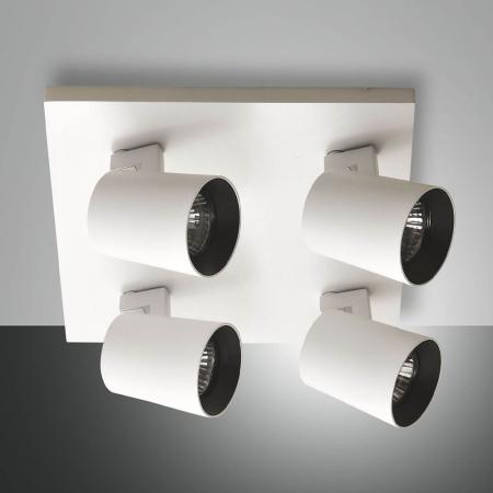 Modo 4-flammiger schwenkbarer Deckenstrahler in Weiß mit Zierringen in weiß von Fabas Luce