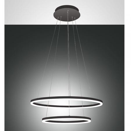 Doppelring Giotto LED Pendelleuchte Schwarz dimmbar Fabas Luce