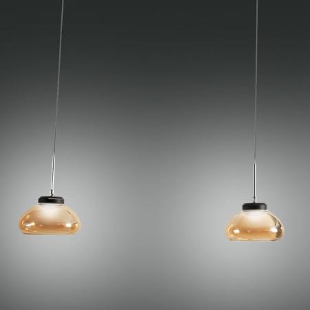 Arabella anpassungsfähige dimmbare 4-flammige LED-Pendelleuchte in Amber aus Glas von Fabas Luce