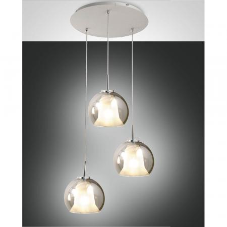 Bretagna 3-flammige Pendelleuchte in Weiß Fumé aus Borsilikatglas italienisches Design von Fabas Luce