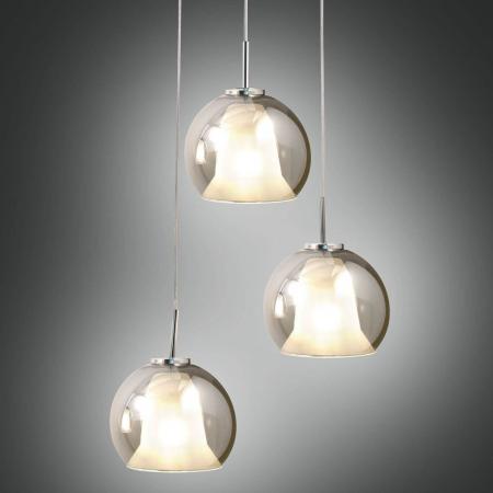 Bretagna 3-flammige Pendelleuchte in Weiß Transparent aus Borsilikatglas italienisches Design von Fabas Luce