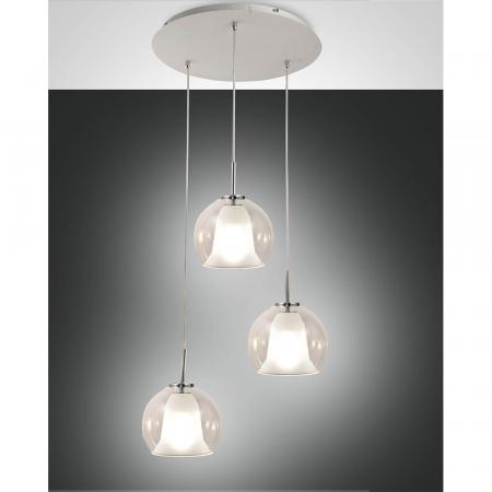 Bretagna 3-flammige Pendelleuchte in Weiß Transparent aus Borsilikatglas italienisches Design von Fabas Luce