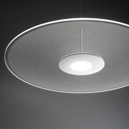 Anemone LED Pendelleuchte in Weiß mit sanft runden flachen Acrylschirm von Fabas Luce