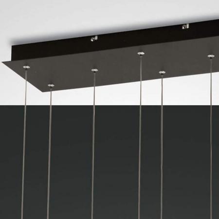Prado 8-flammige LED Pendelleuchte im Röhrenstil mit Ober- und Unterlicht in Schwarz/Messing dimmbar von Fabas Luce