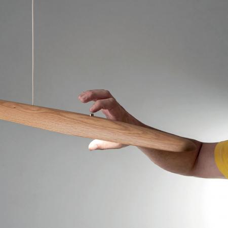 130cm Ribot Eichen Holz LED Pendelleuchte dimmbar von Fabas Luce