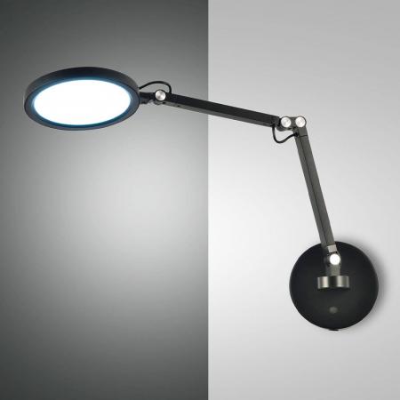 Schwenkbare LED Wandleuchte & Schreitischlampe in Schwarz von Fabas Luce