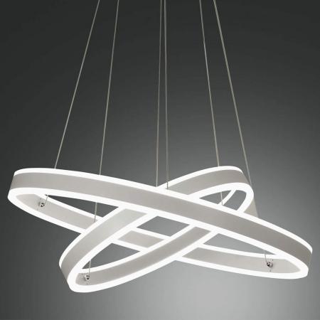 Palau LED-Pendelleuchte in Doppel-Ringform in Weiß up&downlight dimmbar Ø40+60cm von Fabas Luce