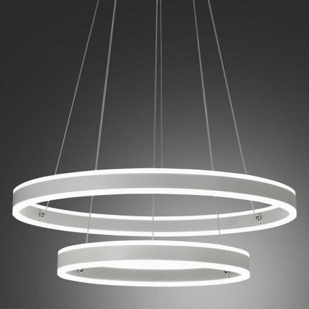 Palau LED-Pendelleuchte in Doppel-Ringform in Weiß up&downlight dimmbar Ø40+60cm von Fabas Luce
