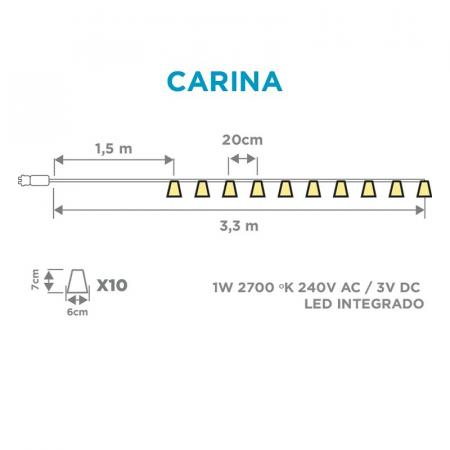 CARINA 10 x Kokosnuß Schirmchen Girlande Lichterkette 3,3 Meter warmweißes Licht für Innen & Außen IP44 New Garden