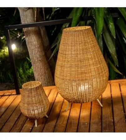 New Garden SAONA Große Stehlampe aus handgewebten Jute Naturfasern Fernbedienung mit Kabel 230V für Innen & Außen