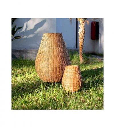 New Garden SAONA Stehlampe aus Jute Naturfasern Akku Dimmbar Fernbedienung für Innen & Außen