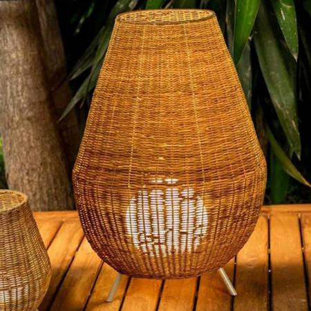 New Garden SAONA Stehlampe aus Jute Naturfasern Akku Dimmbar Fernbedienung für Innen & Außen