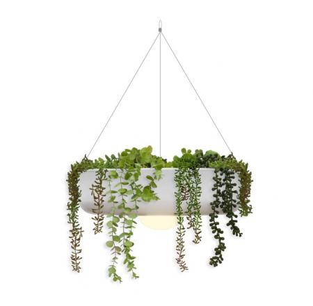 New Garden 2 in 1 LED Pflanzenampel ø39cm als Hängeleuchte für Balkon Akku & Fernbedienung Innen & Außen IP54