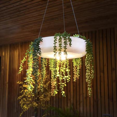 New Garden LED 2 in 1 Pflanzenampel ø59cm als Hängeleuchte mit Akku & Fernbedienung Innen & Außen IP54