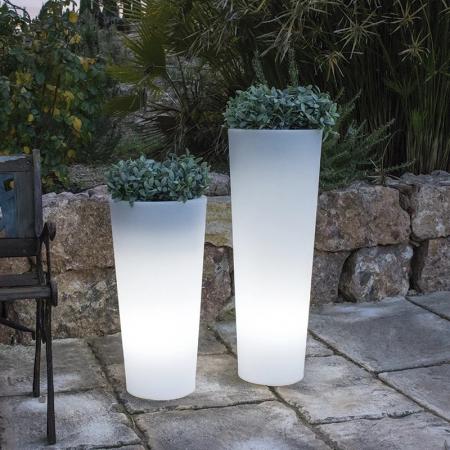 New Garden FICUS 80 beleuchteter Pflanzkübel in weiß 230 Volt Anschluß