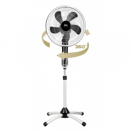 Fakir Prestige Standventilator VC 40 360° in Silber/Anthrazit 3 Stufen, Timer, Fernbedienung, höhenverstellbar, Edler Zierrand