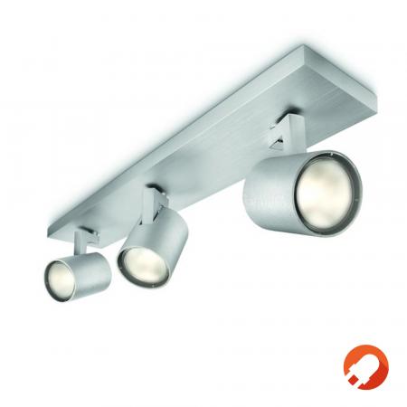 Philips myLiving Spot Runner 3-flammiger Deckenstrahler mit schwenkbaren Leuchtköpfen Aluminium