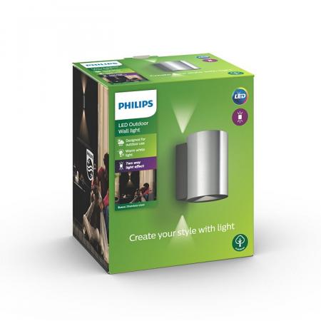 Philips myGarden LED Außenwandleuchte Buxus  Edelstahl up&down Licht