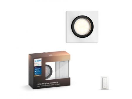 Nur noch angezeigter Bestand verfügbar - Philips Hue White Ambiance Milliskin LED Einbaustrahler weiss eckig inkl.Fernbedienung -