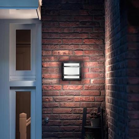 Philips Moderne Außen Wandlampe Petronia für Terrasse und Hauseingang in Anthrazit aus Aluminium
