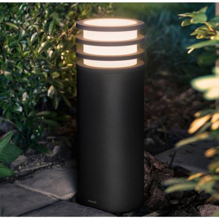 Philips Hue White Ambiance Lucca LED Outdoor Sockelleuchte in anthrazit ZigBee