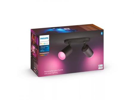 Philips Hue Schwenkbarer 2-flammiger LED-Strahler Fugato in Schwarz White & Color Ambiance