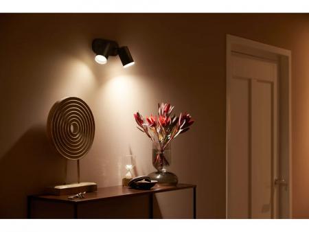 Philips Hue Schwenkbarer 2-flammiger LED-Strahler Fugato in Schwarz White & Color Ambiance