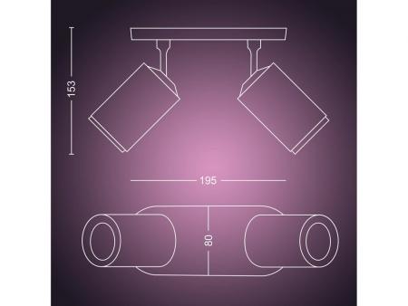 Philips Hue Schwenkbarer 2-flammiger LED-Strahler Fugato in Schwarz White & Color Ambiance