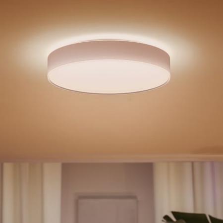 Philips Hue White Ambiance Groß LED-Deckenleuchte ENRAVE mit Dimmschalter in weiß Ø42,5cm