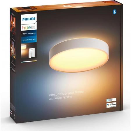 Philips Hue White Ambiance Groß LED-Deckenleuchte ENRAVE mit Dimmschalter in weiß Ø42,5cm