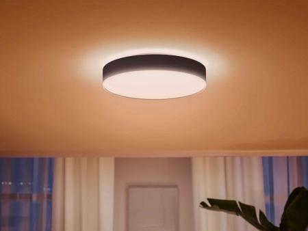 Philips Hue White Ambiance Groß LED-Deckenleuchte ENRAVE mit Dimmschalter in Schwarz Ø42,5cm