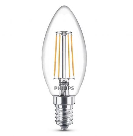 50 Stück Philips E14 LED in Kerzenform Filamentoptik 4W als Ersatz für 40W warmweißes Licht 2700K