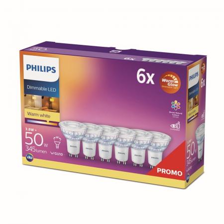 18 Stück PHILIPS GU10 LED Reflektoren 3.8W wie 50W 36° Ausstrahlwinkel WarmGlow-dimmbar 2200K-2700K mit hoher Farbwiedergabe CRI90