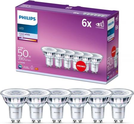 Sale - Nur begrenzter Bestand verfügbar:  6er-Set PHILIPS GU10 LED Reflektor 4,6W wie 50W 36° Ausstrahlwinkel Neutralweißes Licht 4000K