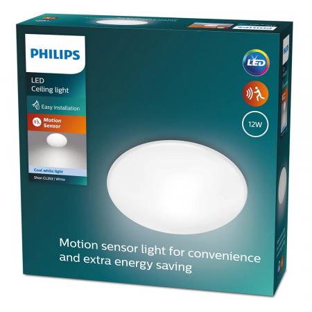 LED Deckenleuchte Philips mit Bewegungsmelder ø26cm in Weiß 4000K universalweißes Licht