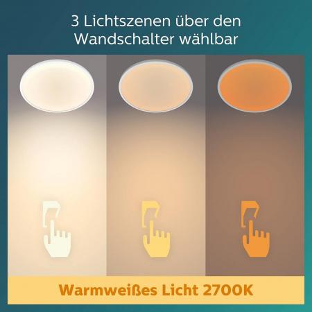 Superslim Philips Bad LED Deckenleuchte weiß dimmbar ø25cm warmweißes Licht mit Eye Comfort IP44