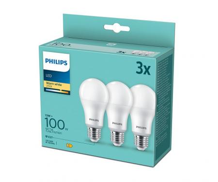3-er Set PHILIPS E27 LED Lampen leistungsstark 13W wie 100W warmweisses Licht
