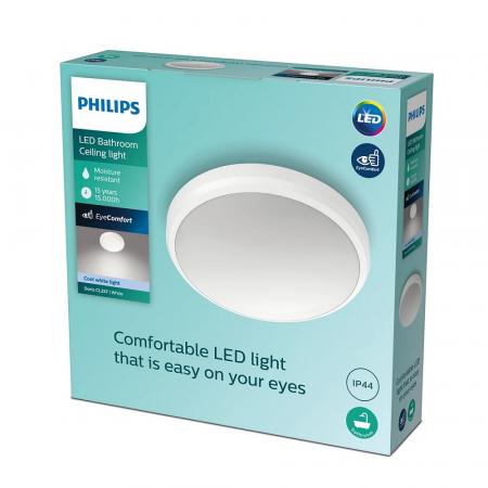 Philips LED Deckenleuchte Doris ø22cm Weiß neutralweißes Licht 4000K mit Eye Comfort - auch für das Bad geeignet IP44